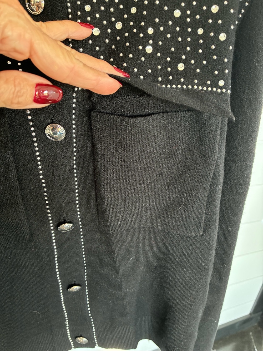 Christian Siriano Black Stud-Embellished Button Sweater Sz M NWT/0407 - Picture 13 of 13